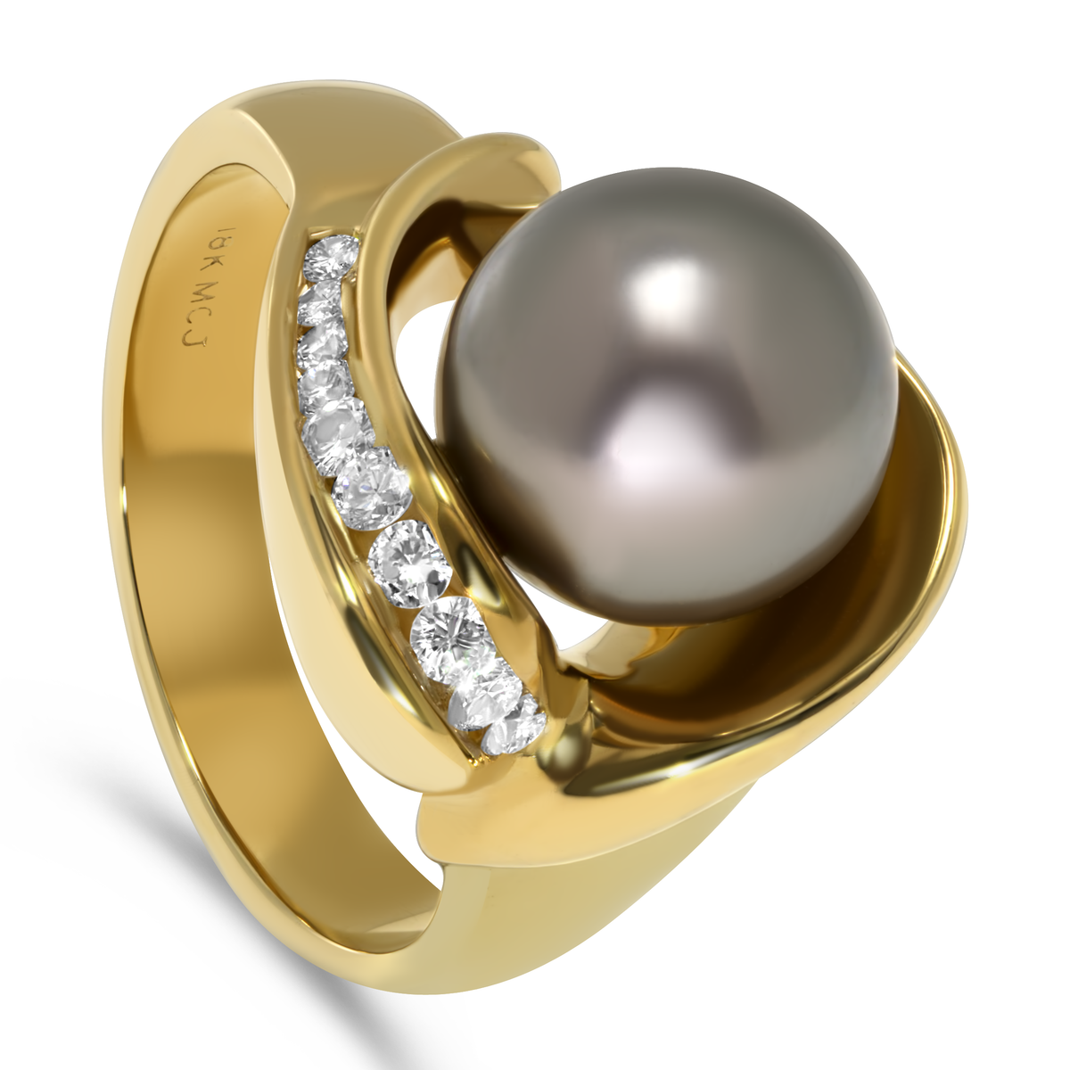 18K Yellow Gold 10mm Tahitian Ring