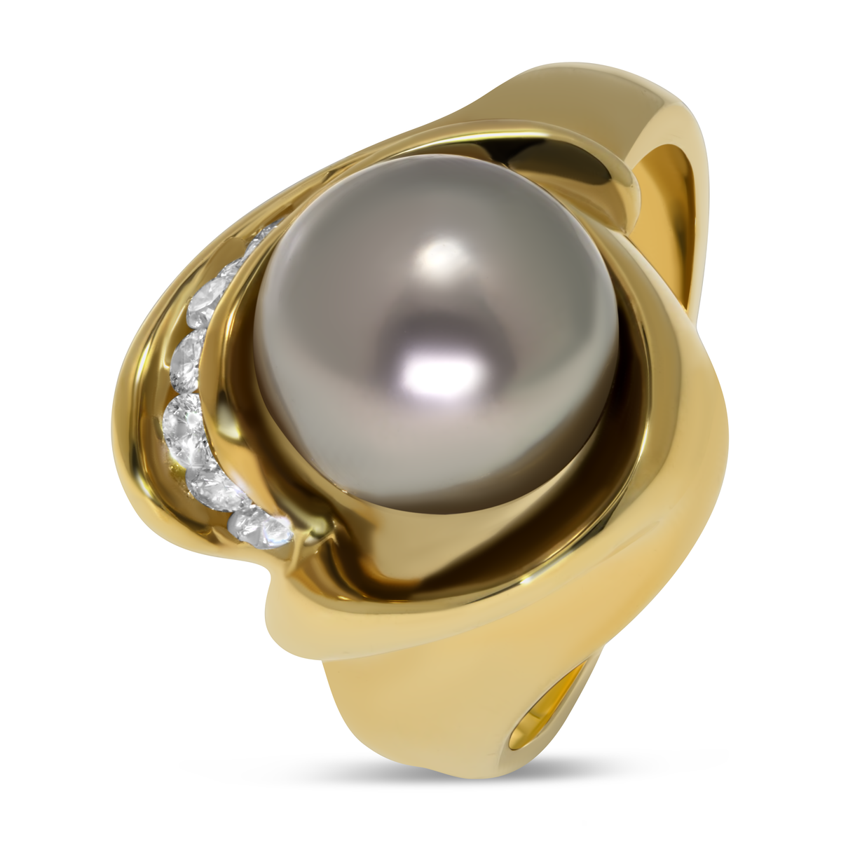 18K Yellow Gold 10mm Tahitian Ring