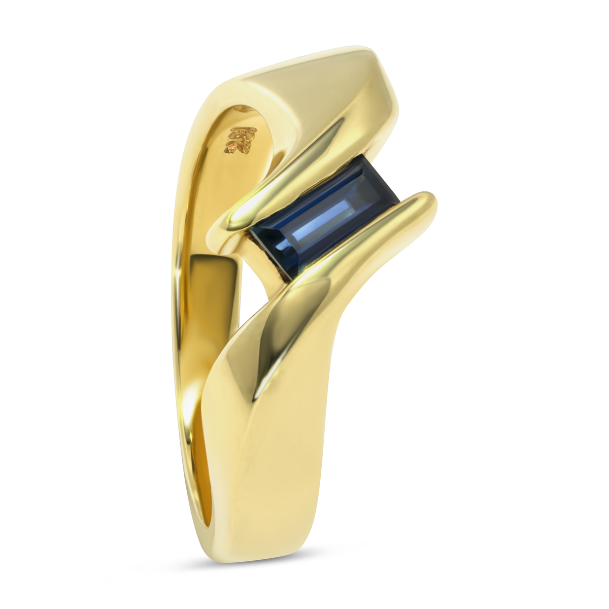 14K Yellow Gold  Emerald Cut Sapphire Ring