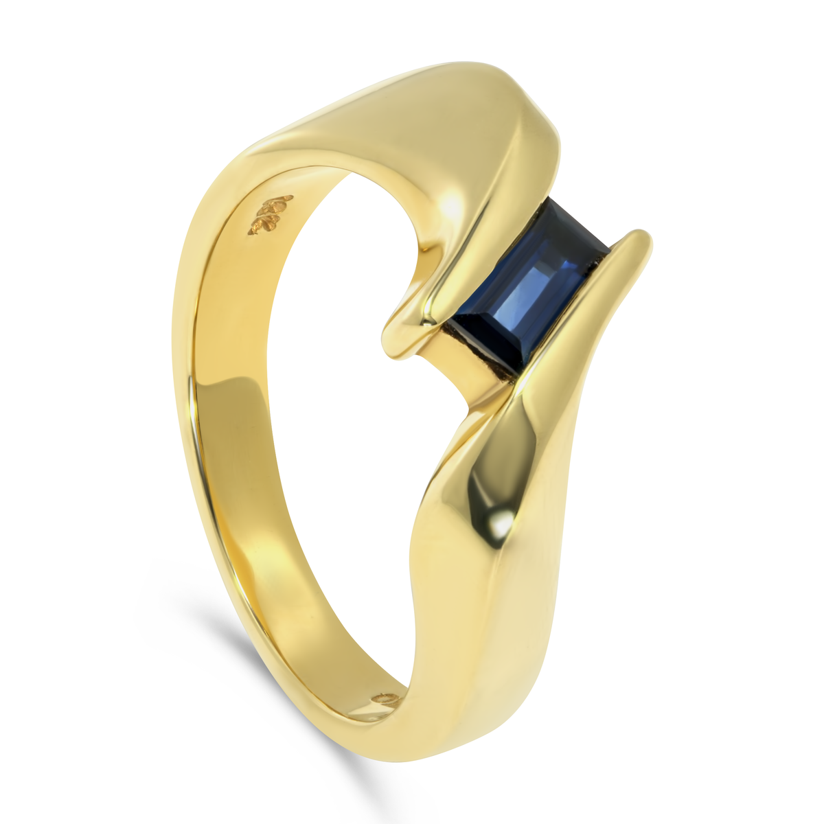 14K Yellow Gold  Emerald Cut Sapphire Ring