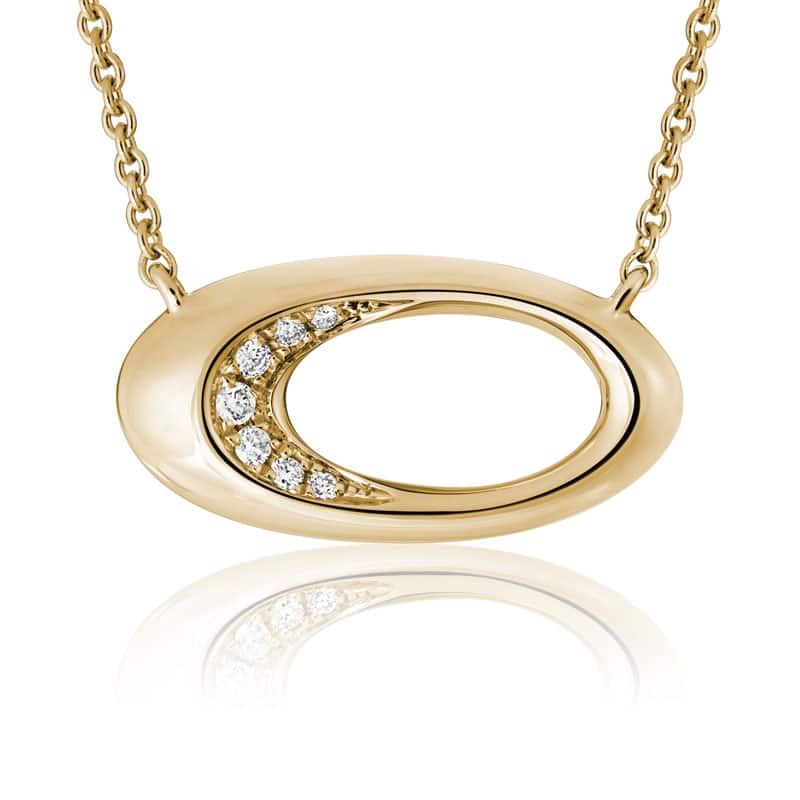 14K Yellow Gold Juniper Pendant and Necklace with Diamonds by The Little Jewel