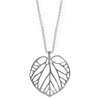 Sterling Silver 20 inch Matte Leaf Necklace by Boma