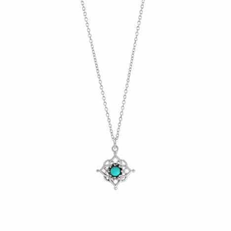 Sterling Silver Filigree Turquoise Pendant with 18 inch Necklace by Boma