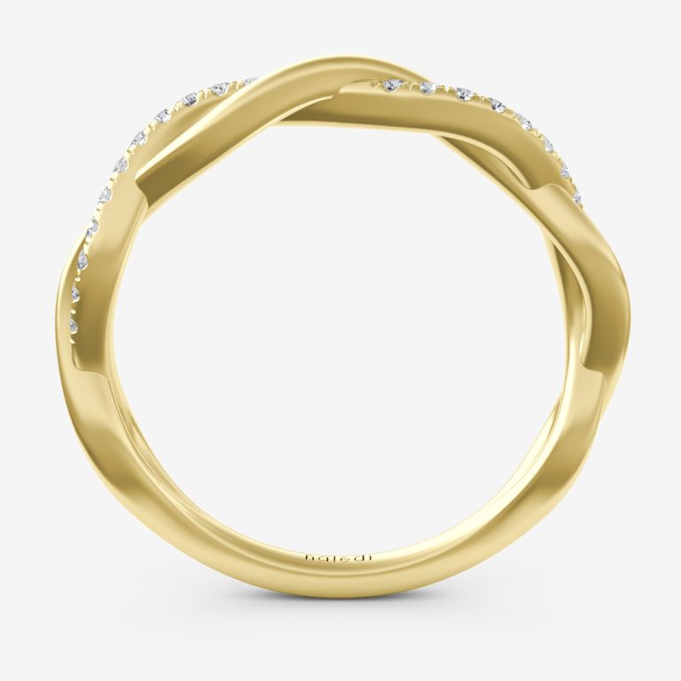 14K Brushed Yellow Gold Twist Diamond Band