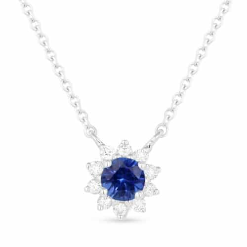 14K White Gold Sapphire and Diamond Star Necklace by Madison L