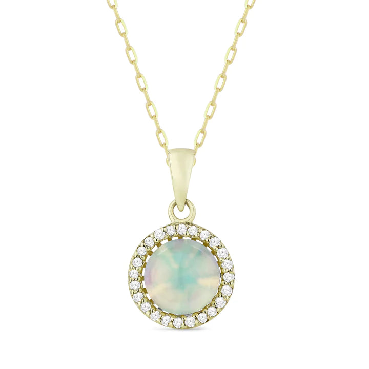 14K Yellow Gold Opal and Diamond Necklace by Madison L