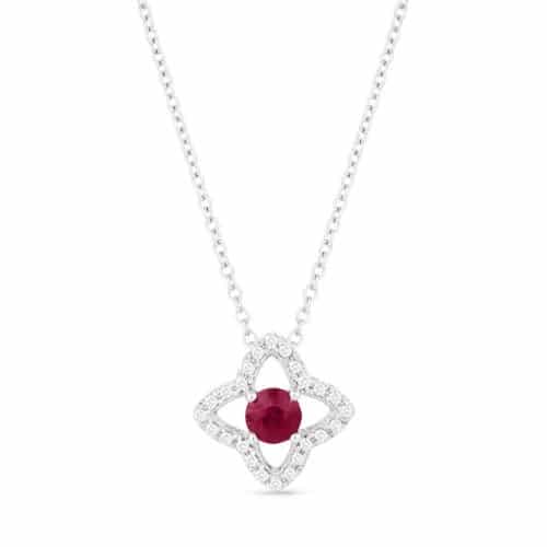 14K White Gold Ruby and Diamond Pendant by Madison L