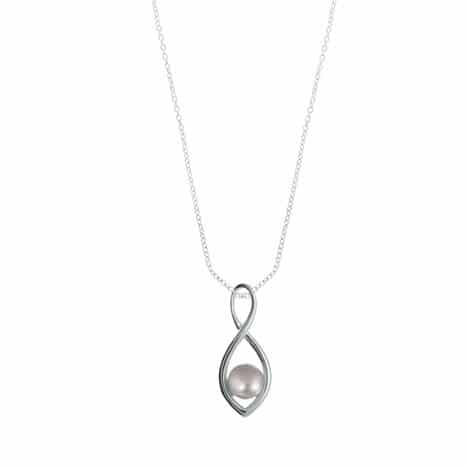 Sterling Silver Freshwater Pearl Infinity Necklace. by Boma