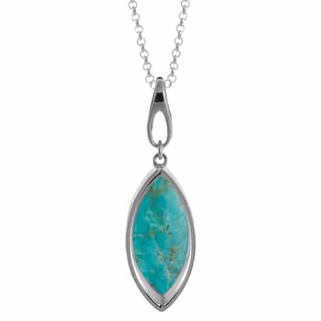 Sterling Silver 20 inch Necklace with Marquise Turquoise by Boma