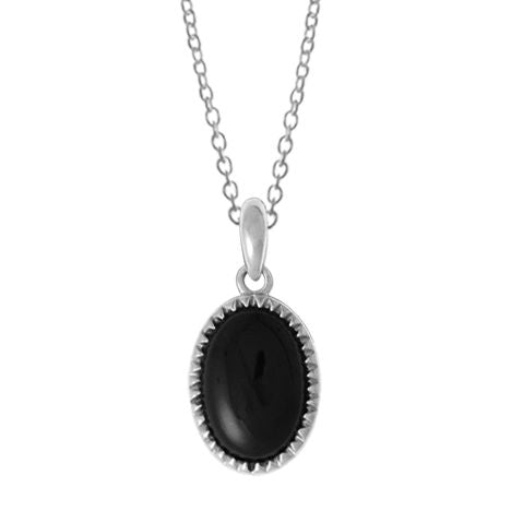 Sterling Silver Oval Onyx Necklace by Boma