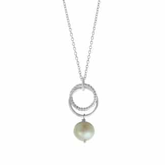 Sterling Silver Circles Pearl Necklace by Boma