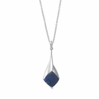 Sterling Silver Diamond Shaped Lapis Pendant with Chain by Boma