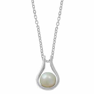 Sterling Silver Hooped Pearl Necklace by Boma