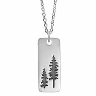 Sterling Silver Two Oxidized Trees Necklace and Pendant by Boma