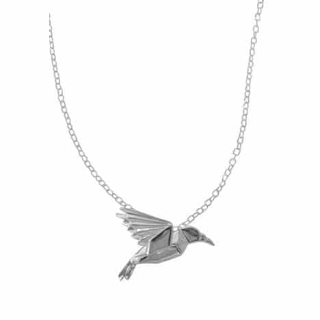 Sterling Silver Origami Hummingbird on 16 inch chain with 2 inch extender by Boma