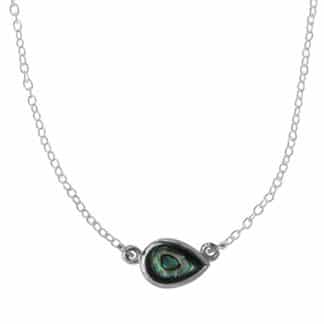 Sterling Silver Abalone Teardrop Adjustable Necklace by Boma