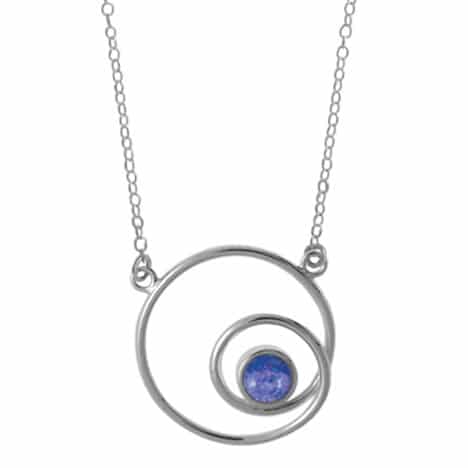 Sterling Silver 18 inch Open Spiral Round Necklace with Lapis by Boma