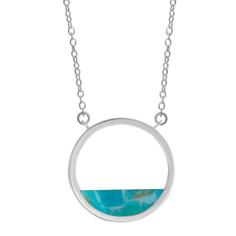 Sterling Silver Turquoise Circle Necklace by Boma