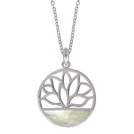 Sterling Silver Mother of Pearl Flower Necklace by Boma