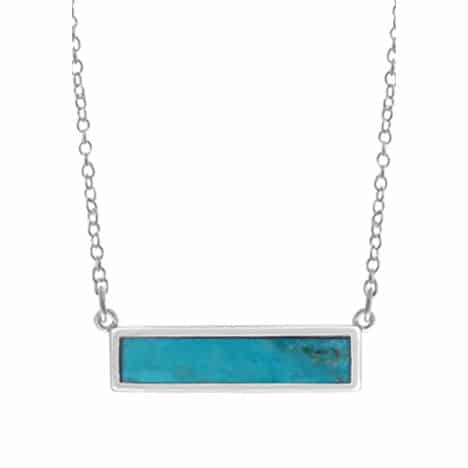 Sterling Silver Horizontal Turquoise Bar Necklace by Boma