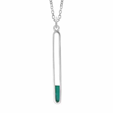 Sterling Silver Turquoise Bar Necklace on a 20 inch Chain by Boma