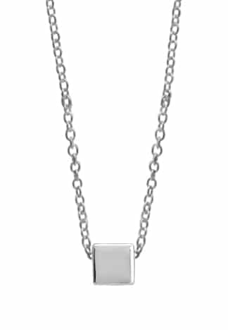 Sterling Silver 18 inch Square Cube Necklace by Boma