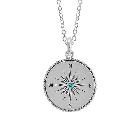 Sterling Silver Blue Topaz Compass Necklace by Boma