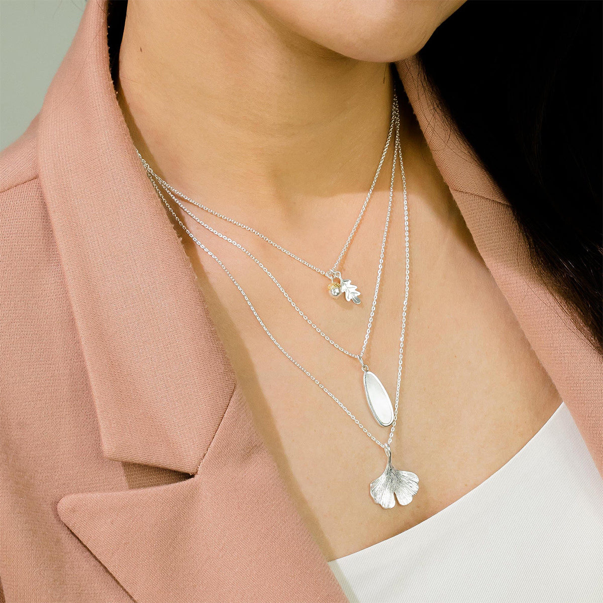 Sterling Silver Ginkgo Leaf Necklace