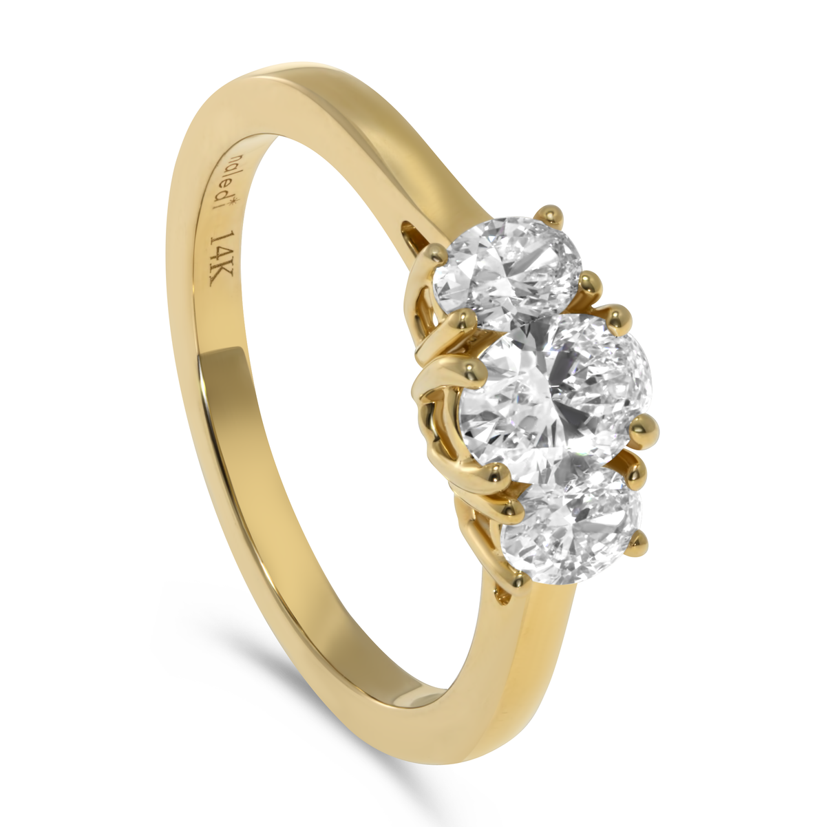 14K Yellow Gold 3 Stone Diamond Engagement Ring