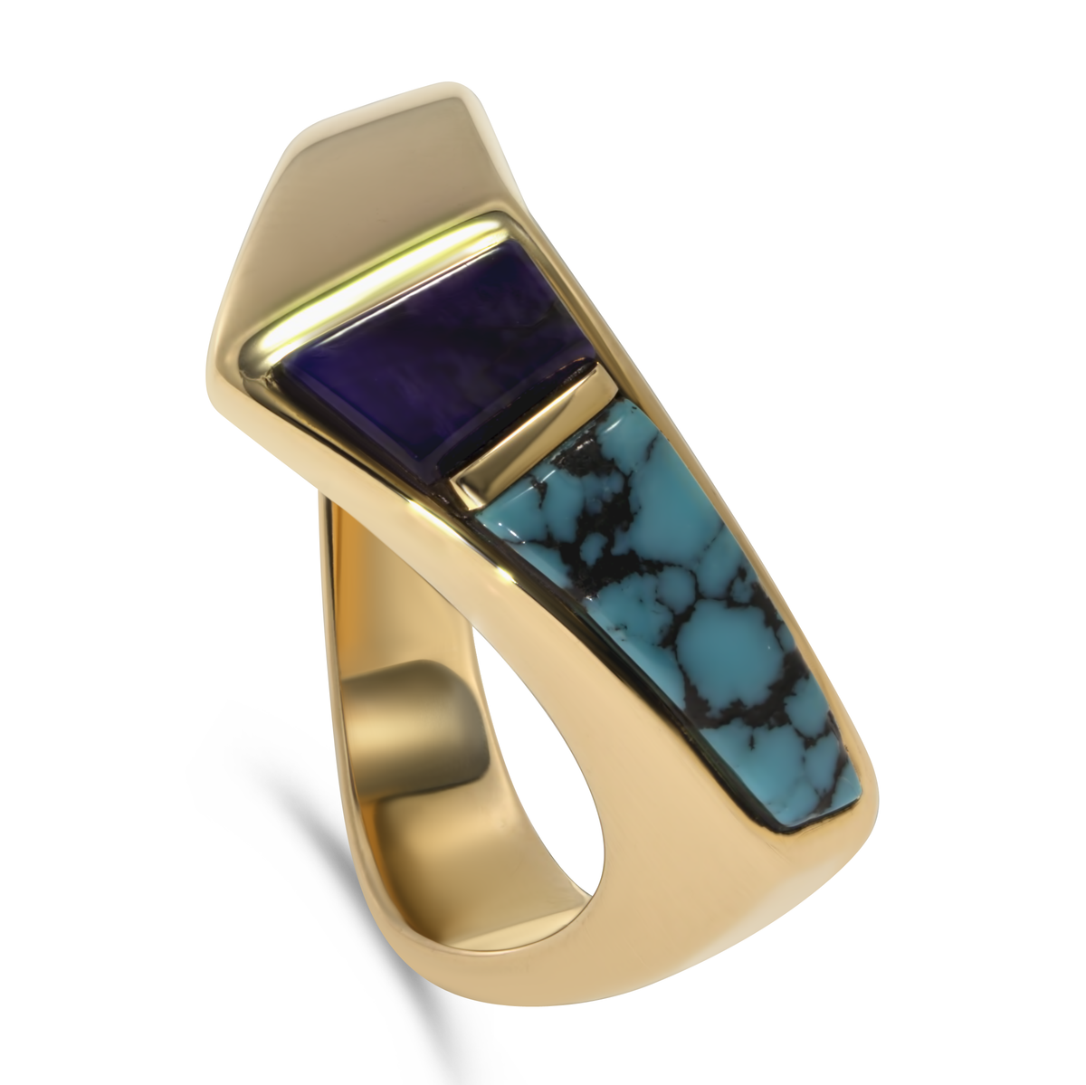 14K Yellow Gold Turquoise & Sugilite Ring