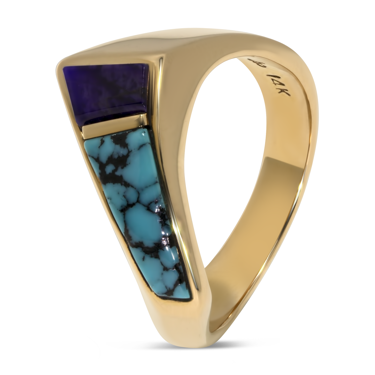 14K Yellow Gold Turquoise & Sugilite Ring