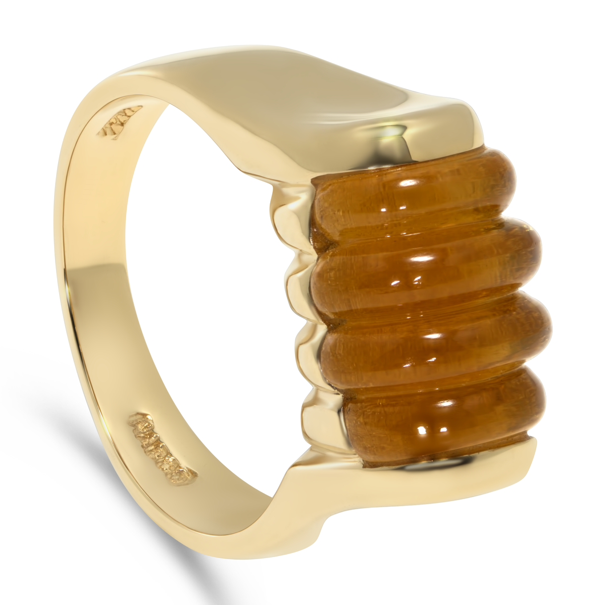 14K Yellow Gold Beehive Citrine Ring