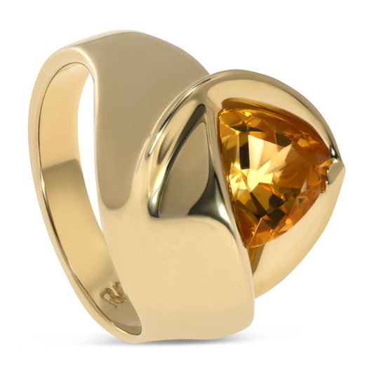 14K Yellow Gold Trillion Citrine Ring