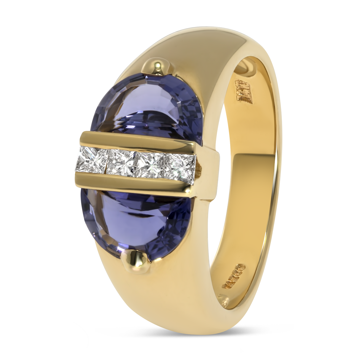14K Yellow Gold Double Half Moon Iolite Ring