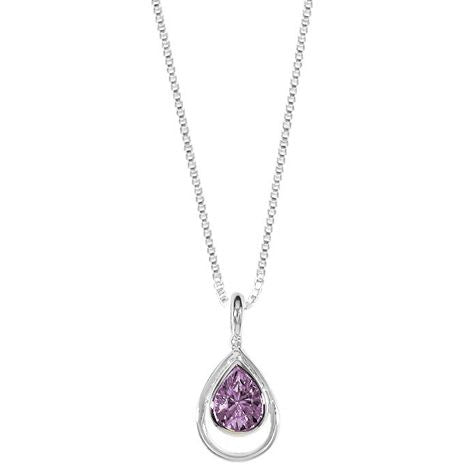 Sterling Silver Pear Shaped Amethyst Necklace by Boma