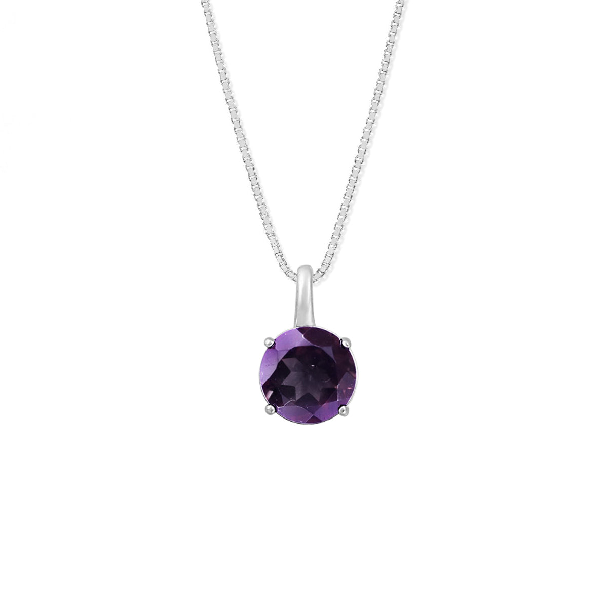 Sterling Silver Round Amethyst 20 inch Necklace
