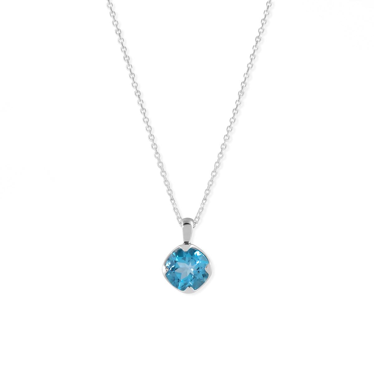 Sterling Silver Round Blue Topaz 18 to 20 inch Necklace