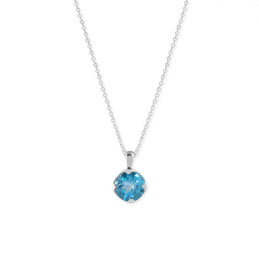 Sterling Silver Round Blue Topaz 18 to 20 inch Necklace