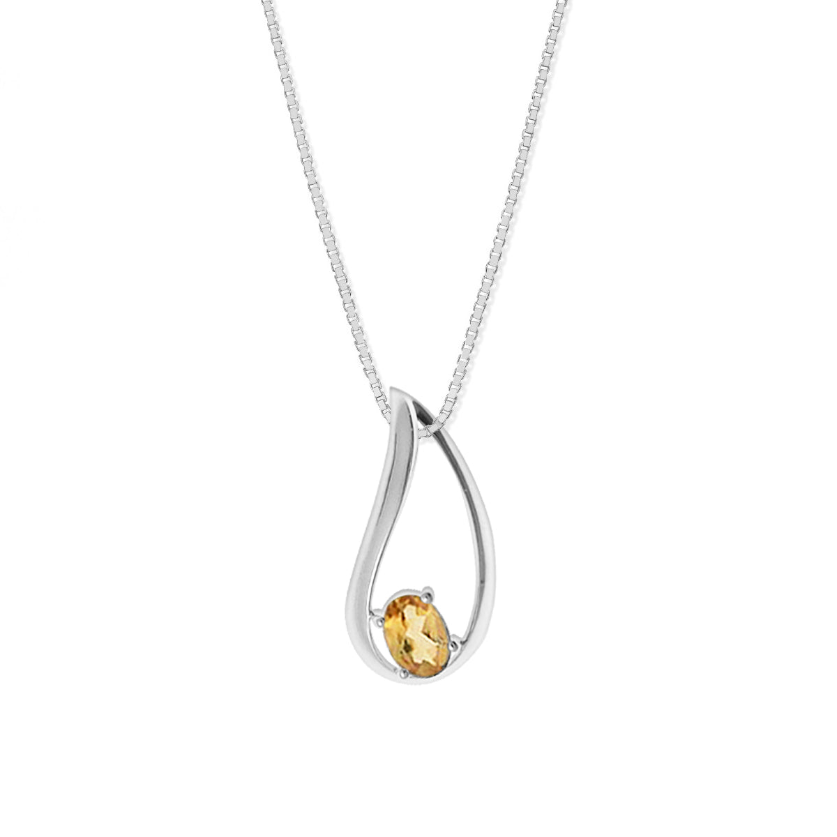 Sterling Silver Twist Oval Citrine 18 inch Necklace