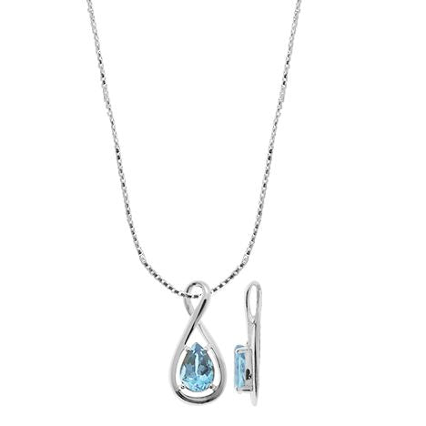 Sterling Silver Figure 8 Blue Topaz Necklace by Boma