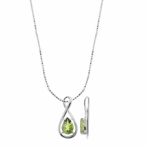 Sterling Silver Figure 8 Peridot Necklace by Boma