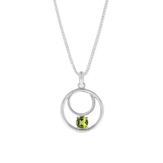Sterling Silver Round Peridot 18 inch Necklace