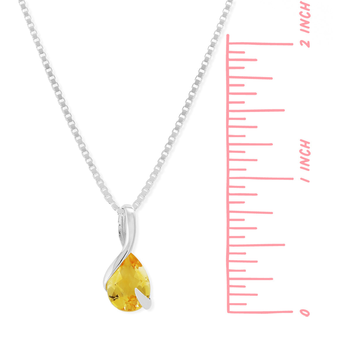 Sterling Silver Pear Shaped Citrine 18 inch Necklace