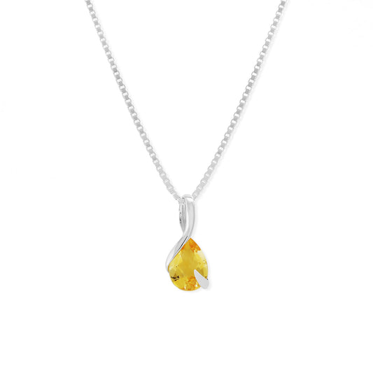 Sterling Silver Pear Shaped Citrine 18 inch Necklace