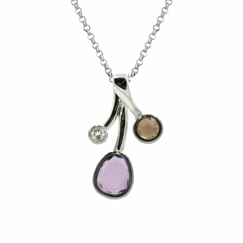 Sterling Silver Amethyst, Labradorite and White Topaz Charlotte Necklace by Frederic Duclos