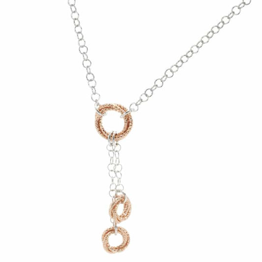 Sterling Silver Rose Gold Plated Love Knot Drop Necklace by Frederic Duclos