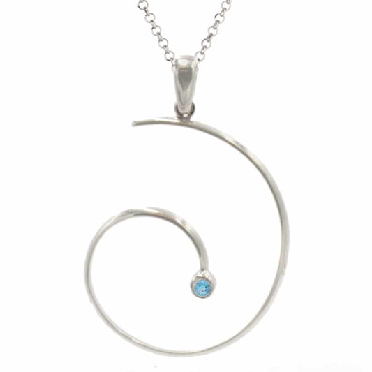 Sterling Silver Irradiated Blue Topaz Swirly Necklace by Frederic Duclos