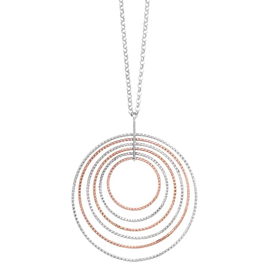 Sterling Silver Rose Gold Plated Halo Necklace by Frederic Duclos