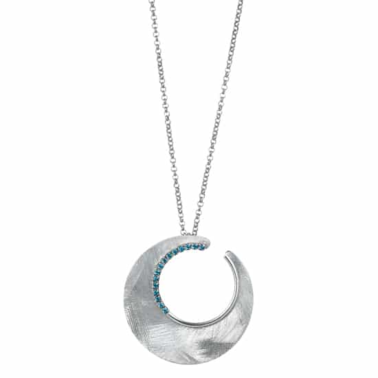 Sterling Silver Eclipse Blue Topaz Necklace by Frederic Duclos