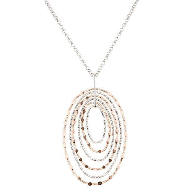 Sterling Silver Rose Gold-Plated Mirrors Oval Necklace by Frederic Duclos